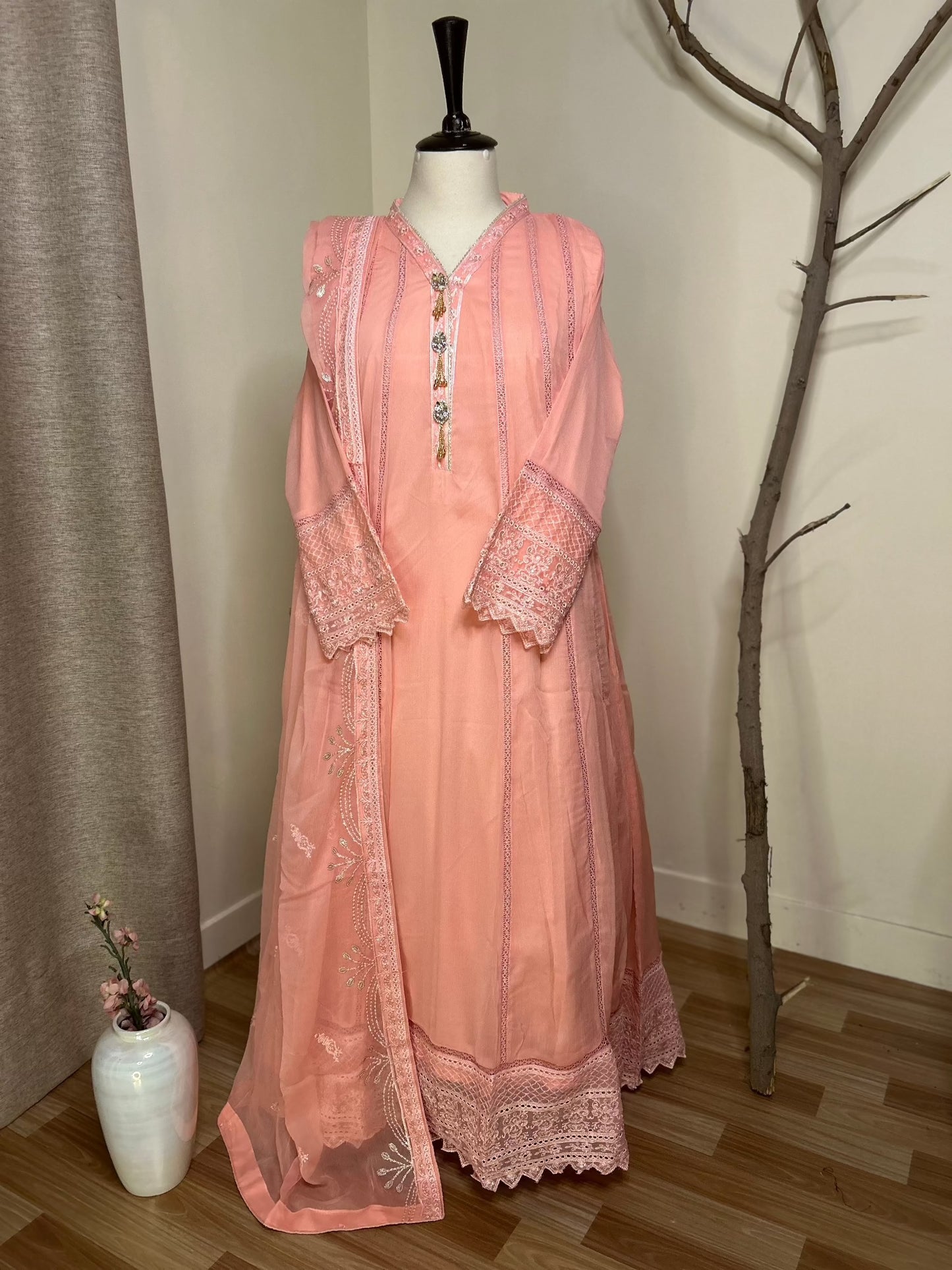 Complete Aabroo Maxi - Elegant Pakistani Formal Dress - Front View