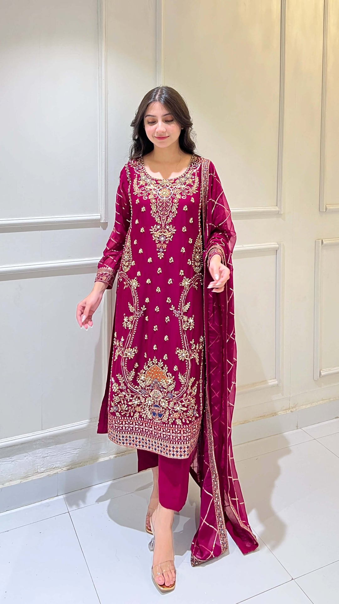 Flowy premium chiffon fabric of shalwar kameez – elegant ethnic wear