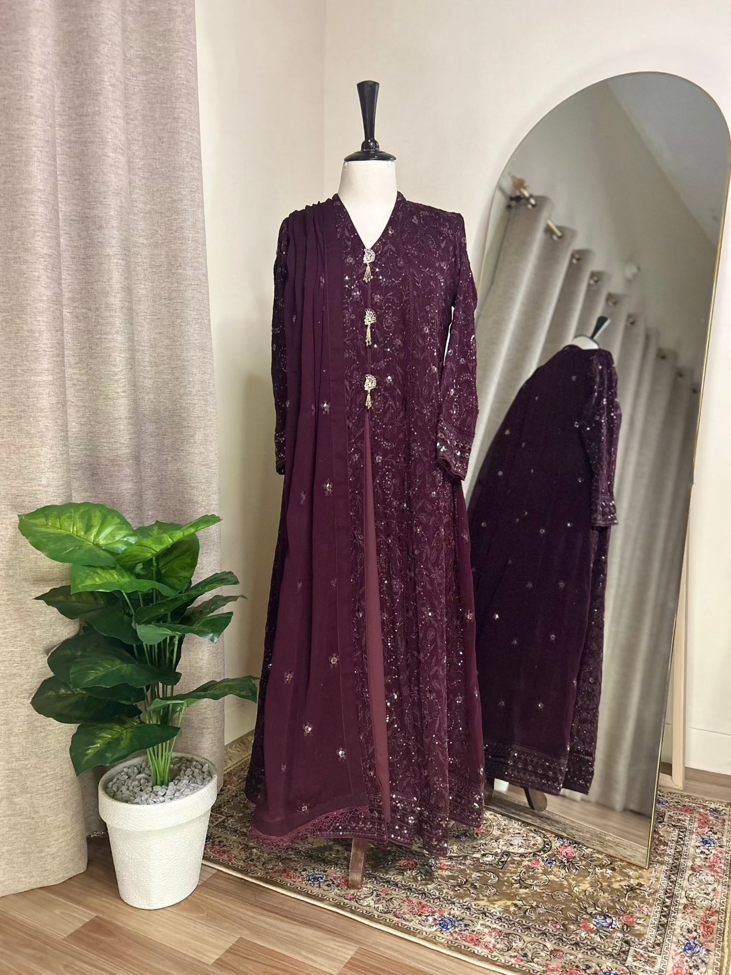 Indian Formal Wear Chiffon Gown Maxi Complete Look | Zarveil