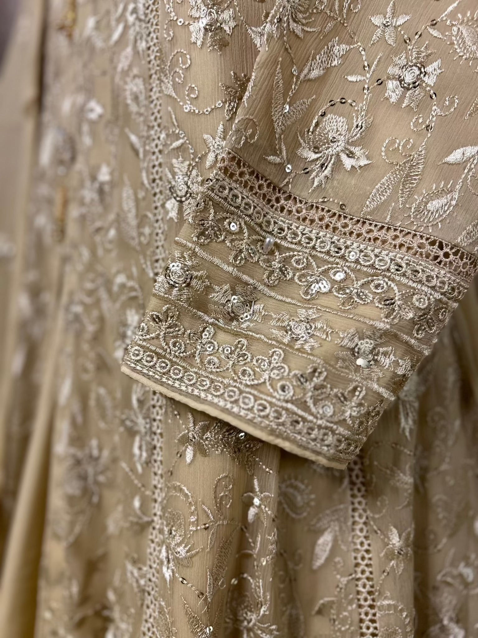 Elegant Indian Chiffon Gown Dress Detailed Embroidery | Zarveil