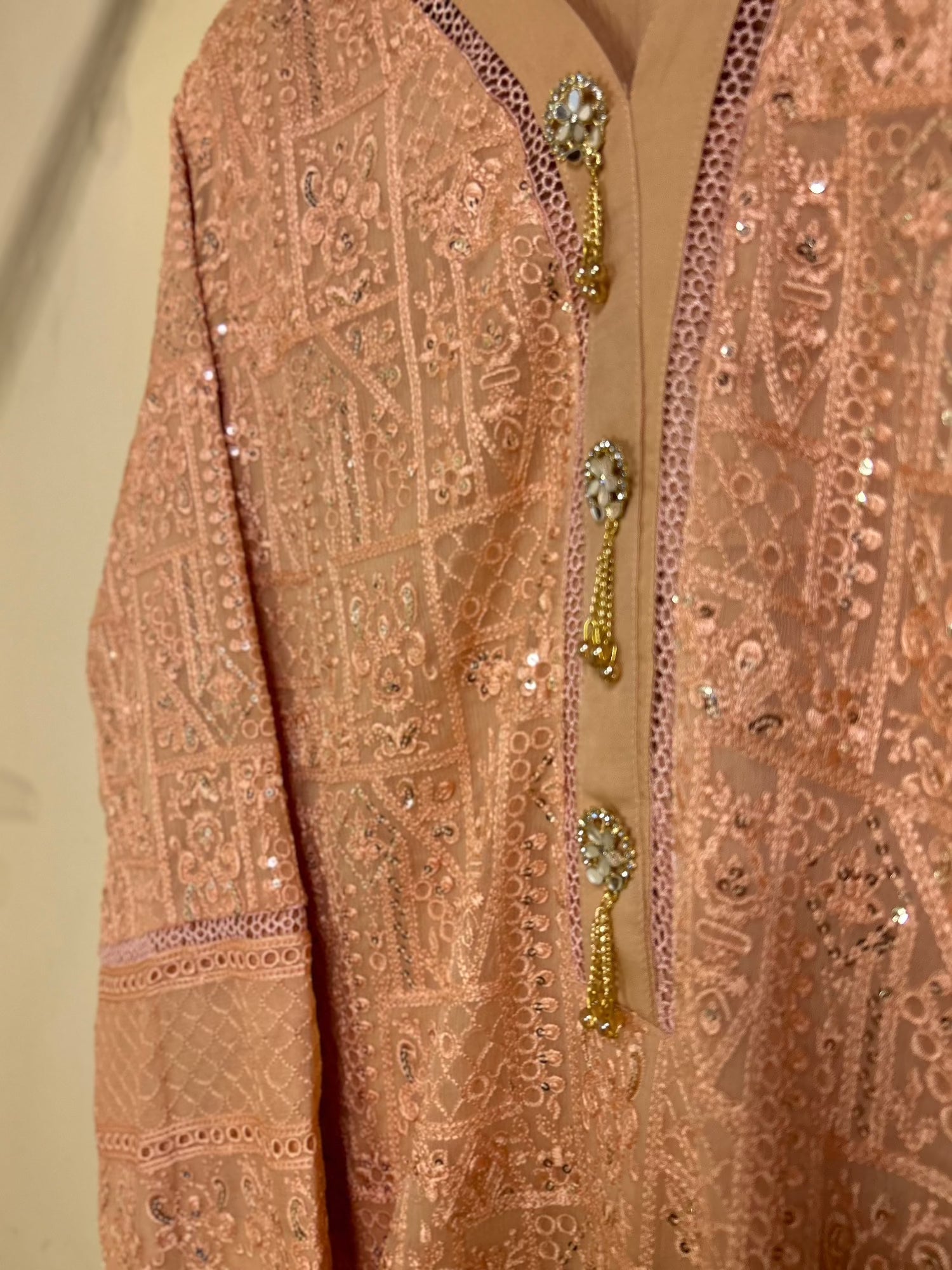 Peach Pakistani Salwar Suit Detailed Embroidery  | Zarveil