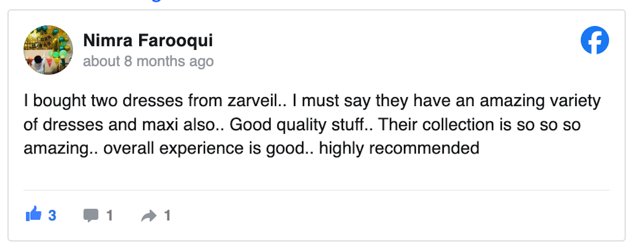 Zarveil's Customer Review