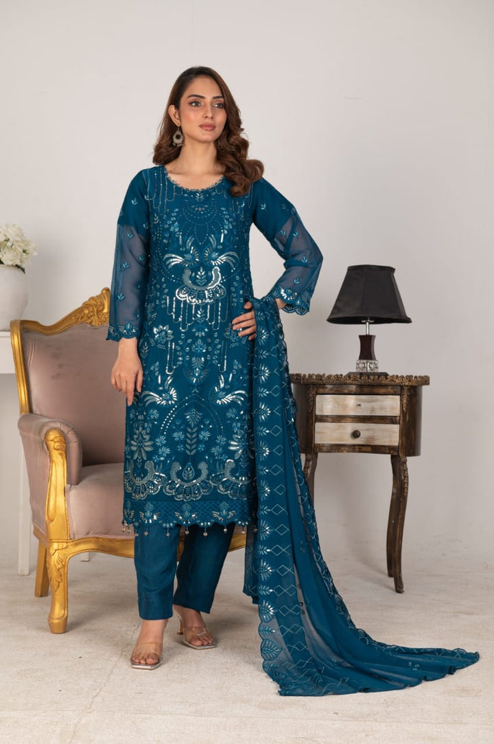Side profile showing outfit flow and fabric