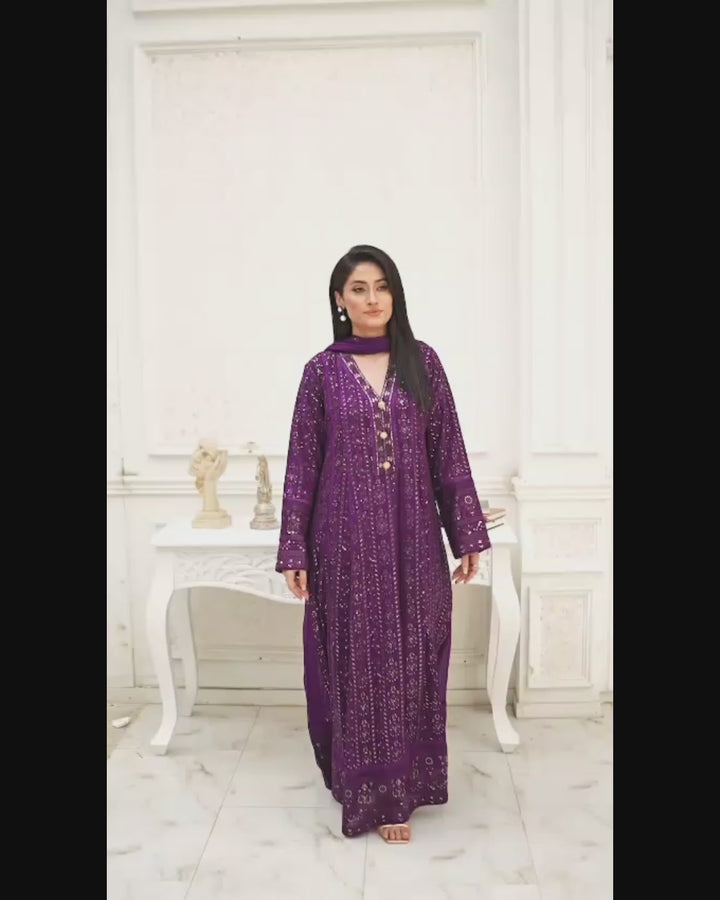 Purple Anarkali Gown Chiffon Dress Video